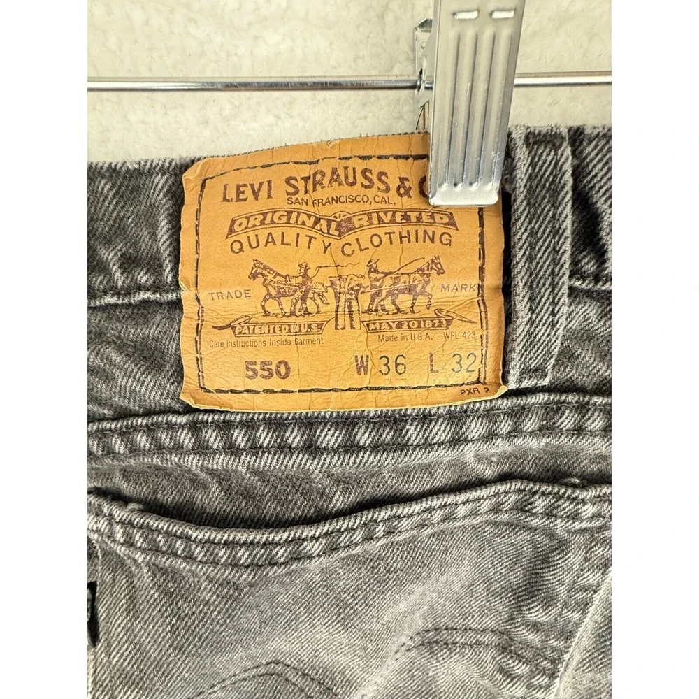 Vtg 1992 Levis 550 Jeans Mens 36 X 32 Gray Relaxed Fit Straight Zip Fly Made USA